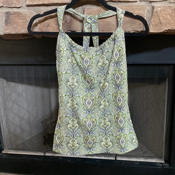 Prana Tops - Prana lime green and white lined workout top. Small